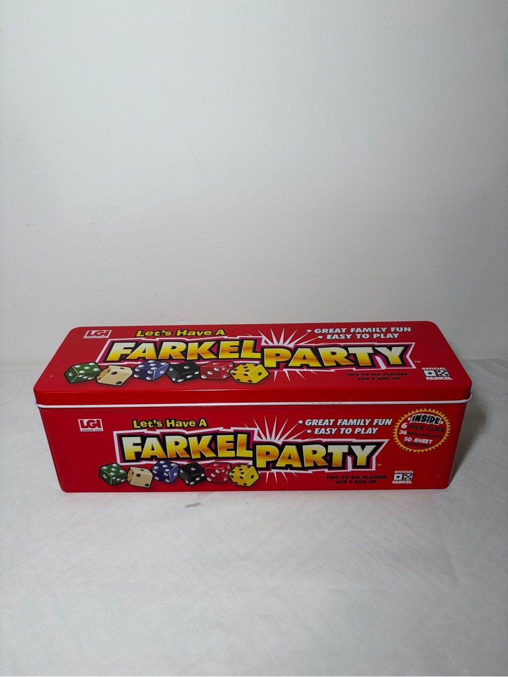 Let's Have A Farkel Party Dice Game Tin - Red